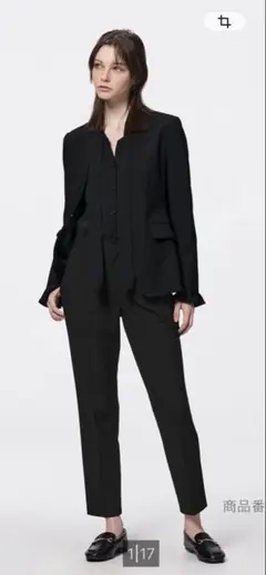 GU春　ウォッシャブルテーラードスーツ L ブラック