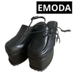 【極美品】エモダ　厚底　パンク　y2kサイドレースアップ　ローファー　リボン　L