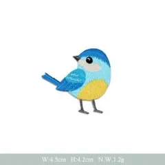 鳥の刺繍ワッペン 青と黄色 4.5cm