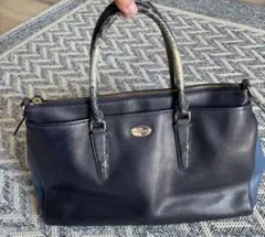 コーチ　COACH ネイビー パイソン柄レザー バッグ