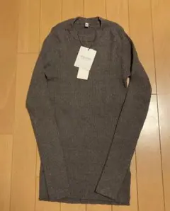 coca 極上　クルーネック　リブ　ニット　グレージュ