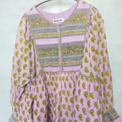 MILKFED エスニック風花柄長袖ワンピース　ピンク　インド綿フリーサイズ