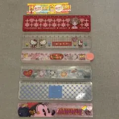 平成レトロ 定規 消しゴム セット バルーンピンク ぷよハムとちびハム
