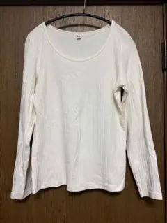 UNIQLO アイボリー リブ長袖Tシャツ L