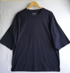 BLUE STANDARD ZERO STAIN加工ネイビー五分袖Tシャツ　XL