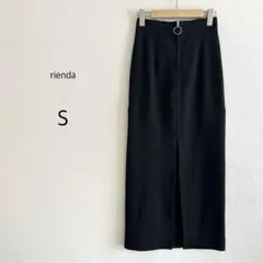 【rienda】 ロングタイトスカート スリット ブラック S ジップアップ