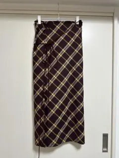 Y's Yohji Yamamoto チェック柄 アシンメトリー ロングスカートのサムネイル