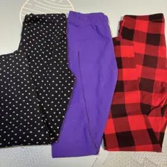 130 スパッツ　女の子　ユニクロ　カーターズ　紫　赤チェック　ハートbaiya