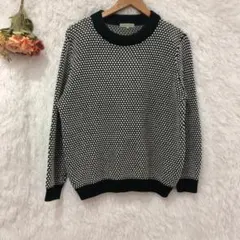 ★プチオンフルール★長袖ニットセーター【L】トップス 綿 デリケート 白黒
