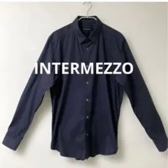 INTERMEZZO ネイビー ボタンダウン長袖ドレスシャツ　サイズ48