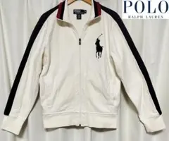 【古着PolobyRalphLaurenビッグポニートラックジャケット白X紺M