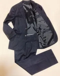 ■美品■Beames/ビームス■光沢■スーツ■ネイビー■44■