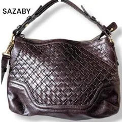 SAZABY　サザビー　ハンドバッグ　ショルダー　2way　レザー　編み込みのサムネイル