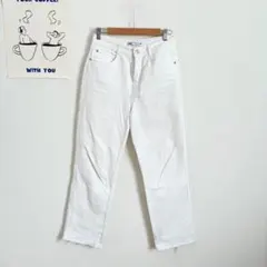 ザラ/ZARA ワイドデニムパンツ　切りっぱなし　ハイウエスト　カジュアル