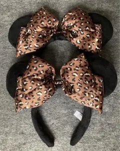 ディズニー　カチューシャ　ミニー ヒョウ柄 2個　ペア お揃い ブラウン　茶色