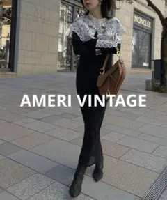 破格 未使用に近い アメリ　LACE COLLAR SET DRESS ブラック