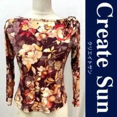 Y5641★美品【クリエイトサン】M★ブラウン系 トップス☆社交ダンス