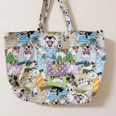 ハンドメイド　大きめサイズ　エコバッグ　犬柄　ジャックラッセルテリア