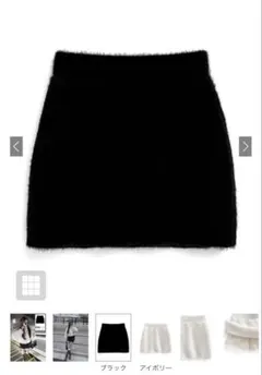 GRLインパン裏地付きシャギーニットミニスカート［an1628］ブラック