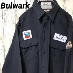 C2448 Bulwark 長袖シャツ ワークシャツ 刺繍 ワッペン ネイビー
