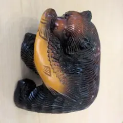 木彫り 熊 鮭 置物 伝統工芸品