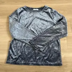 GLOBAL WORK ベロア　長袖Tシャツ グレー