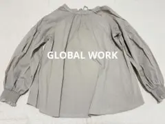 GLOBAL WORK お手入れらくらく袖ボリュームブラウス グレージュのサムネイル