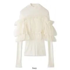 【美品】SNIDEL チュールドッキングニットプルオーバー IVR