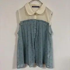 【THE EMPORIUM】(M)ノースリーブブラウス/ドット柄シフォン調シャツ