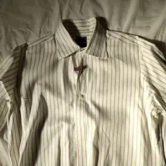 BEAMS 長袖シャツ L 白/ベージュストライプ