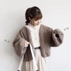 moi tytto チャイナボタンボアブルゾン