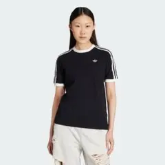 adidas 半袖 Tシャツ ブラック ストライプ 長め Mサイズ