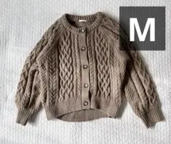 GU ジーユー　ケーブルニットカーディガン　ベージュ　ブラウン　Mサイズ