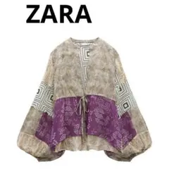 ZARA パッチワーク　シアー　トップス