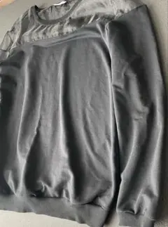 ダークグレー 長袖 スウェット トレーナー　デコルテシースルー