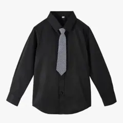 130サイズ 長袖　フォーマルシャツ　黒　ネクタイ付き