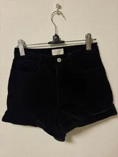 JUEMI ブラック コーデュロイ ハイウエイスト ショートパンツ Mサイズ