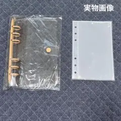 クリア バインダー シール帳 A6 透明 リフィル付 6穴 オレンジ 収納