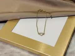 ハートストーンゴールドチェーンブレスレット シンプル 上品 華奢 プチプラ