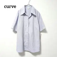 【curve】L〜LL 半袖シャツ 比翼仕立て 裾長め ゆったり ベルト付き
