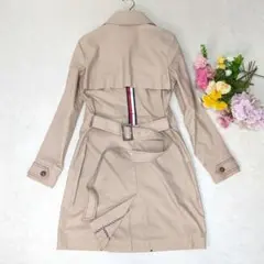 極美品 トミーヒルフィガー トレンチコートSスプリングコート フラッグロゴライン