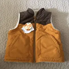 リバーシブル ダウンベスト 90cm オレンジ/ブラウン