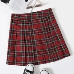 SHEIN 赤　チェック　プリーツスカートのサムネイル