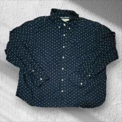 【ビッグサイズ】OLD NAVY 総柄 長袖シャツ ネイビー アメカ【D194】
