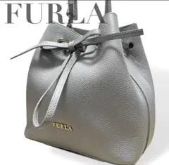 FURLA 巾着型 ショルダーバッグ グレー