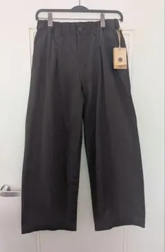NANEA セミワイドパンツ ブラック 黒 S 薄手デニム コットン100%