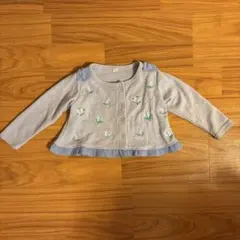 花柄刺繍 ライトブルー カーディガン 90