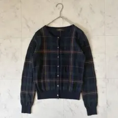 リフレクト reflect ニット カーディガン チェック ウール 緑 グリーン