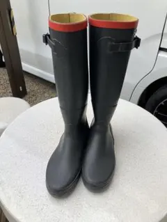 ブラック ラバーブーツ レッド縁取り