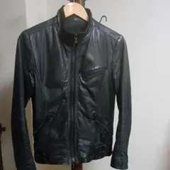 44 SHELLAC ブラック レザー ジャケット ライダース